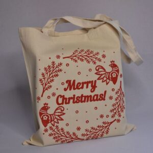 Екосумка "Merry Christmas" молочно-червона