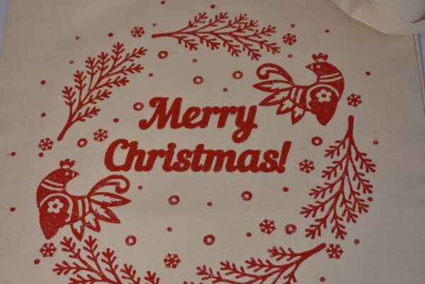 Екосумка "Merry Christmas" молочно-червона - Зображення 2