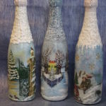 Декоровані пляшки шампанського. Техніка: декупаж на склі. Автор: Галина Махет. 2013