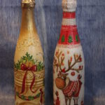 Декоровані пляшки шампанського. Техніка: декупаж на склі. Автор: Галина Махет. 2013