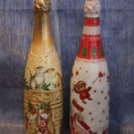 Декоровані пляшки шампанського. Техніка: декупаж на склі. Автор: Галина Махет. 2013