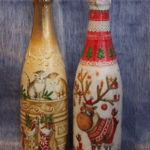 Декоровані пляшки шампанського. Техніка: декупаж на склі. Автор: Галина Махет. 2013